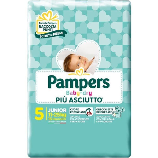 PAMPERS PANNOLINI BABY DRY 5 IN CONFEZIONE DA 16 PZ JUNIOR
