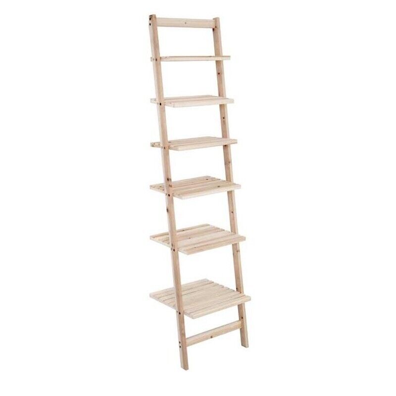 SCAFFALE DA MURO CON SEI MENSOLE IN LEGNO NATURALE 42 X35XH165 CM
