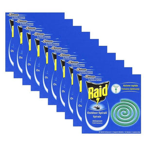 10 CONFEZIONI RAID SPIRALI ANTIZANZARE DA 10 PZ CIASCUNA
