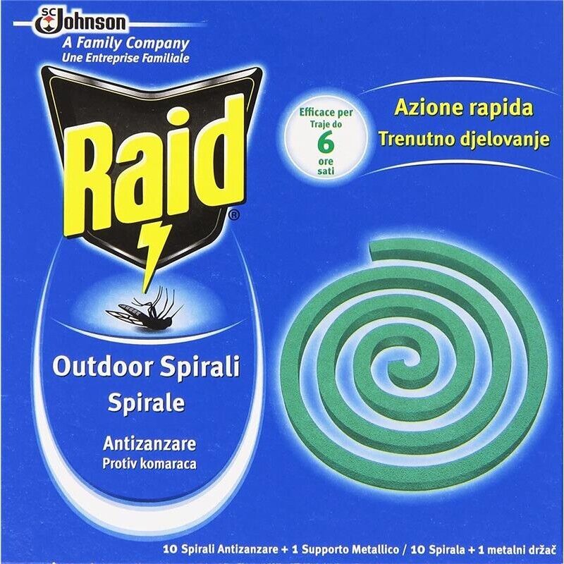 6 CONFEZIONI RAID SPIRALI ANTIZANZARE DA 10 PZ CIASCUNA