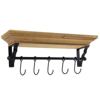 MENSOLA APPENDINO CON 5 GANCI 60X16XH20 CM COLOR NATURALE CON GANCI NERI