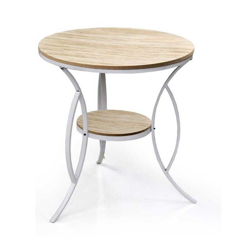 BANGKOK TAVOLINO TONDO DA CAFFÈ CON PIANO IN LEGNO 60X67 CM IN COLORE BIANCO