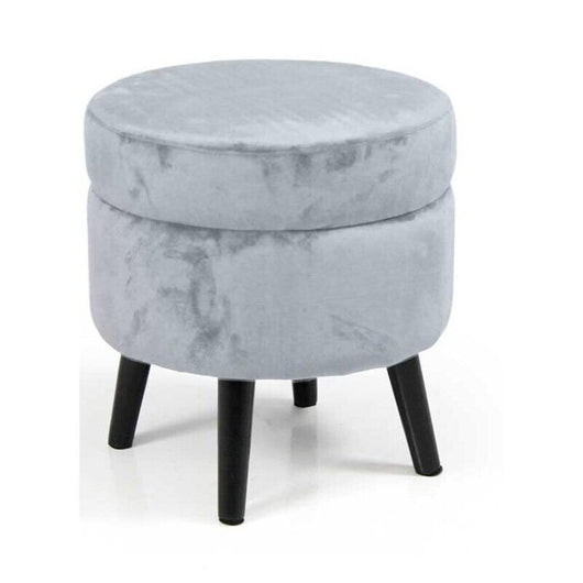 POUF CONENITORE SEDUTA IN VELLUTO E GAMBE NERE 37 X H40 CM COLORE PERLA