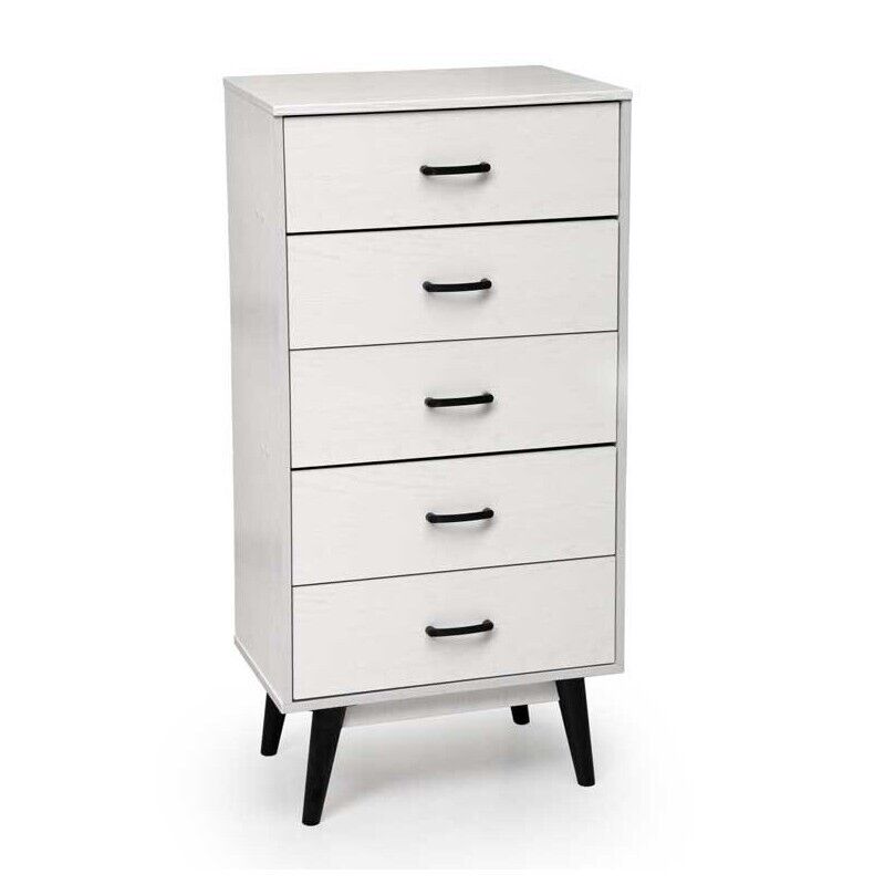 ARES CASSETTIERA IN LEGNO TRUCIOLARE CON 5 CASSETTI 60 X 40 XH118CM BIANCO