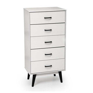 ARES CASSETTIERA IN LEGNO TRUCIOLARE CON 5 CASSETTI 60 X 40 XH118CM BIANCO