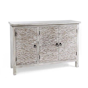 MOBILE A 3 ANTE EFFETTO ANTICATO 120X36XH81CM  IN COLORE BIANCO SPORCO