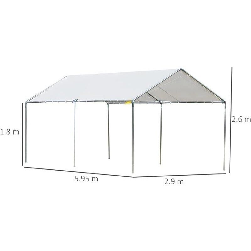 GAZEBO CARPORT IN ACCIAIO 3X6 MT COPERTURA GARAGE PER AUTO BIANCO