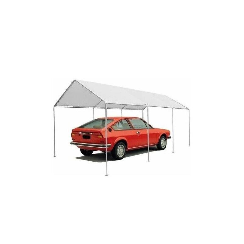 GAZEBO CARPORT IN ACCIAIO 3X6 MT COPERTURA GARAGE PER AUTO BIANCO
