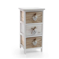 HOME CASSETTIERA IN LEGNO DECORATA BICOLOR 3 CASSETTI 26 X 32 XH62 CM BIANCA