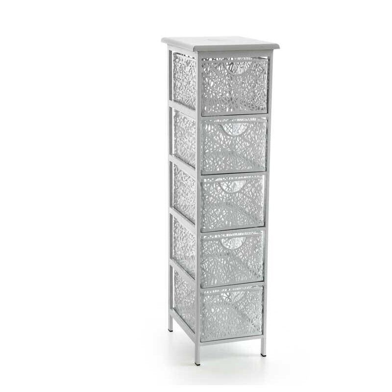 SAN JOSE CASSETTIERA SLIM IN METALLO BIANCO A 5 CASSETTI 31 X 26 XH98CM