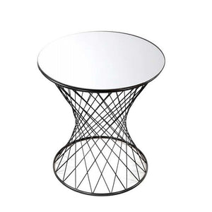 POTA TAVOLINO TONDO DA CAFFÈ IN METALLO NERO CON PIANO A SPECCHIO 38 X H55 CM