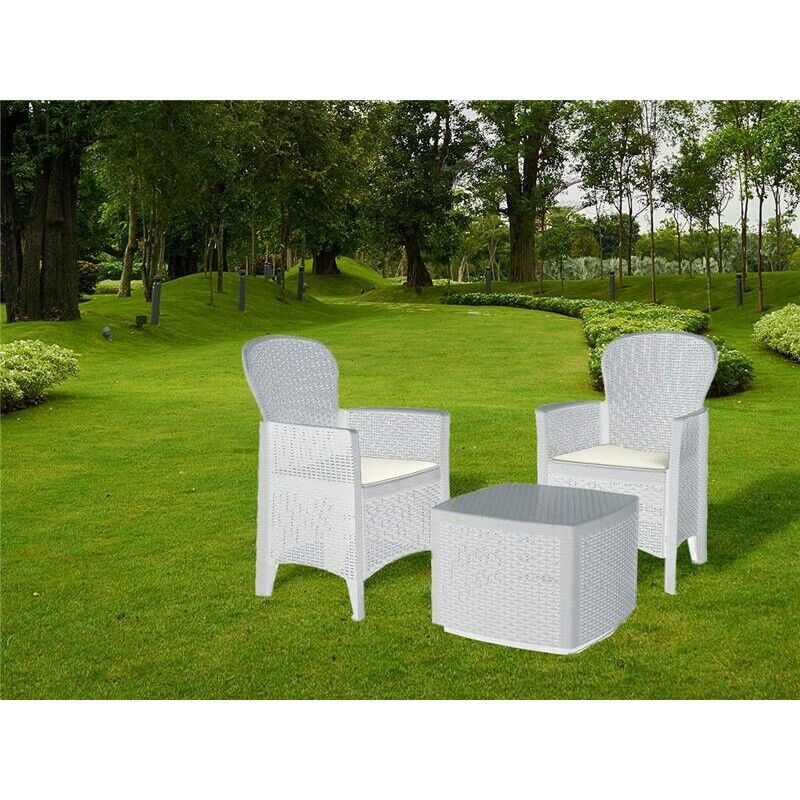 MAURY'S SALOTTINO ALESSIA DA GIARDINO CON CUSCINI 3 PZ BIANCO
