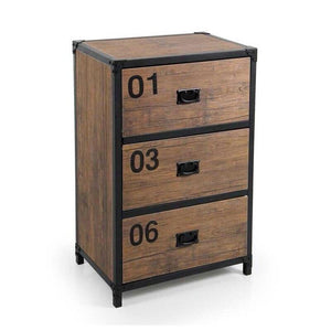 CASSETTIERA IN METALLO E LEGNO CON 3 CASSETTI 59 X 39 X 89 CM