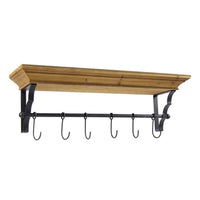 MENSOLA APPENDINO COLOR NATURALE CON 6 GANCI NERI 80 X 20 X 25 CM