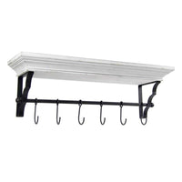 MENSOLA APPENDINO COLORE BIANCO CON 6 GANCI NERI 80 X 20 X 25 CM