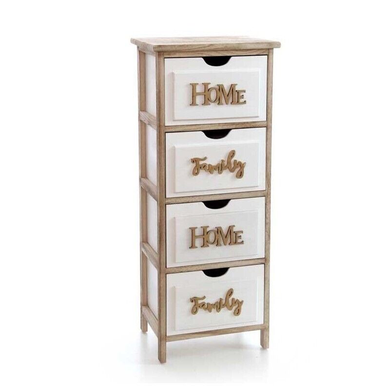 HOME CASSETTIERA IN LEGNO DECORATA CON 4 CASSETTI 36 X 28 X 88 CM BICOLOR
