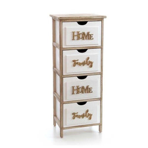 HOME CASSETTIERA IN LEGNO DECORATA CON 4 CASSETTI 36 X 28 X 88 CM BICOLOR