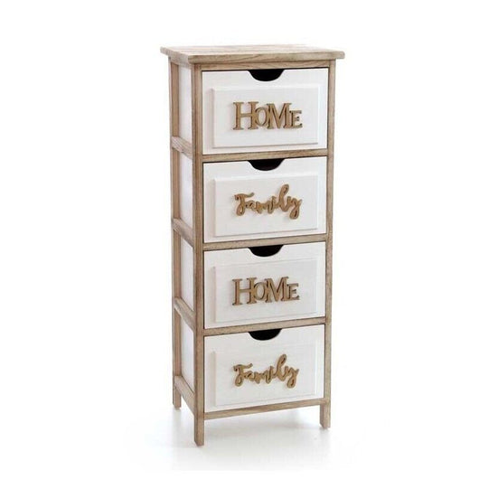 HOME CASSETTIERA IN LEGNO DECORATA CON 4 CASSETTI 36 X 28 X 88 CM BICOLOR