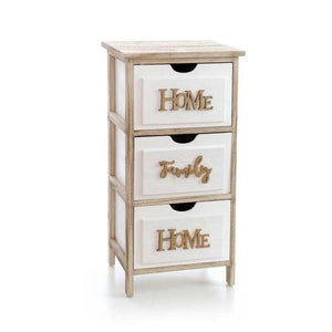 HOME CASSETTIERA IN LEGNO DECORATA CON 3 CASSETTI 36 X 28 X 68 CM BICOLOR