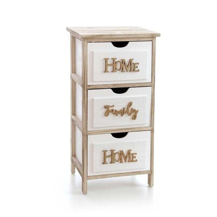 HOME CASSETTIERA IN LEGNO DECORATA CON 3 CASSETTI 36 X 28 X 68 CM BICOLOR
