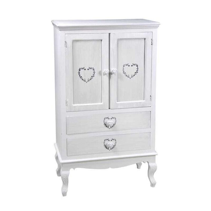 VINCY MOBILE CON 2 ANTE E 2 CASSETTI CON DESIGN A CUORE 70 X 35 X 120 CM