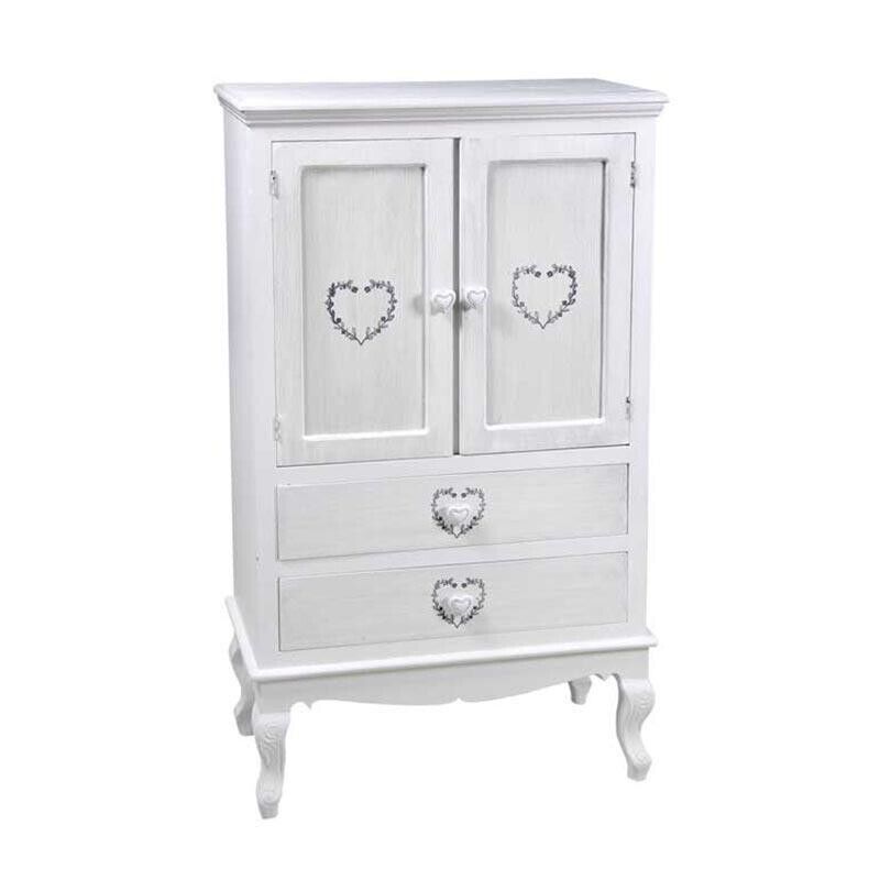 VINCY MOBILE CON 2 ANTE E 2 CASSETTI CON DESIGN A CUORE 70 X 35 X 120 CM