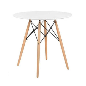 NAIROBI TAVOLO TONDO CON TOP BIANCO E GAMBE EFFETTO LEGNO 60 X 74 CM