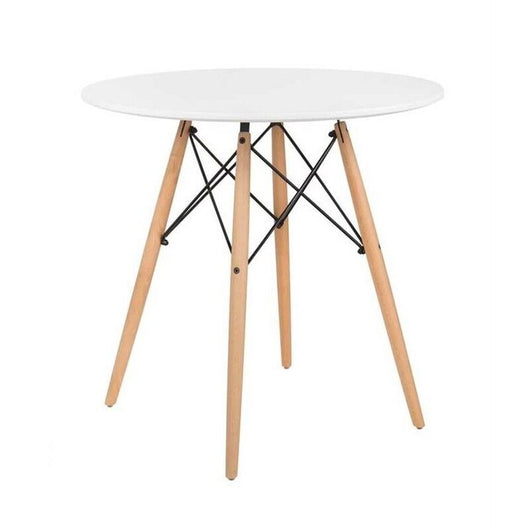 NAIROBI TAVOLO TONDO CON TOP BIANCO E GAMBE EFFETTO LEGNO 60 X 74 CM