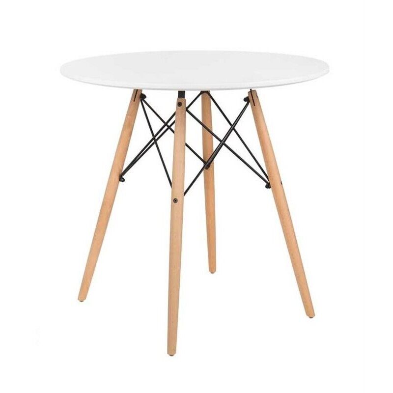 NAIROBI TAVOLO TONDO CON TOP BIANCO E GAMBE EFFETTO LEGNO 60 X 74 CM