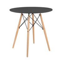 NAIROBI TAVOLO TONDO CON TOP NERO E GAMBE EFFETTO LEGNO 60 X 74 CM