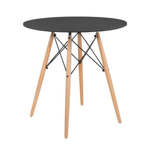 NAIROBI TAVOLO TONDO CON TOP NERO E GAMBE EFFETTO LEGNO 60 X 74 CM