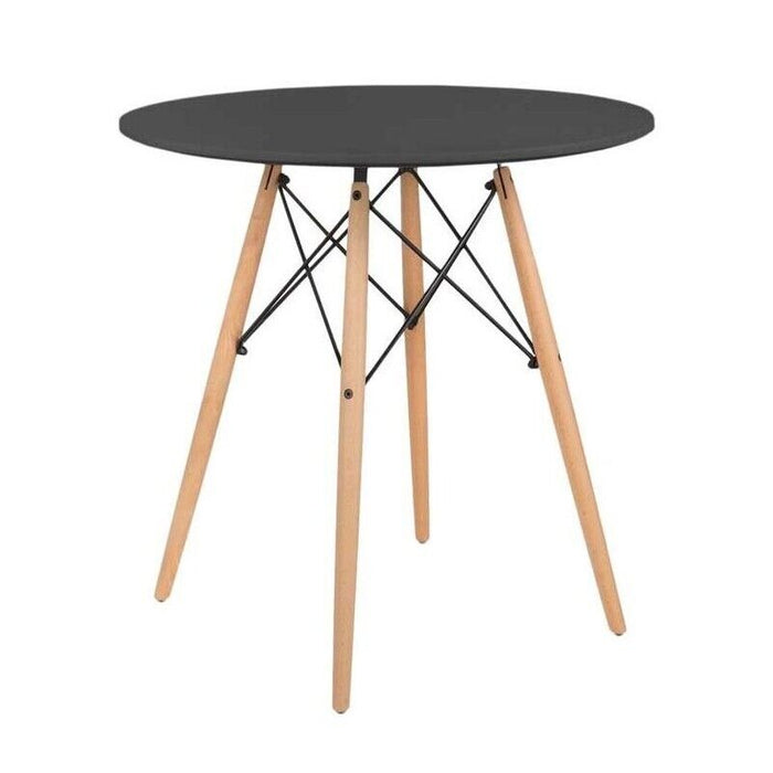 NAIROBI TAVOLO TONDO CON TOP NERO E GAMBE EFFETTO LEGNO 60 X 74 CM