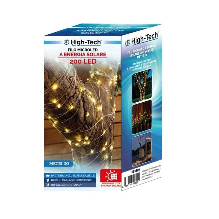 MAURY'S HIGH-TECH FILO MICROLED A ENERGIA SOLARE CON 200 LED DA 20 METRI