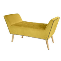 PANCA IN VELLUTO CON GAMBE LEGNO 117 X 40 X 60 CM IN COLORE GIALLO ORO