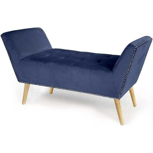 PANCA IN VELLUTO CON GAMBE LEGNO 117 X 40 X 60 CM IN COLORE BLU