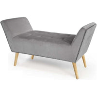 PANCA IN VELLUTO CON GAMBE LEGNO 117 X 40 X 60 CM IN COLORE GRIGIO