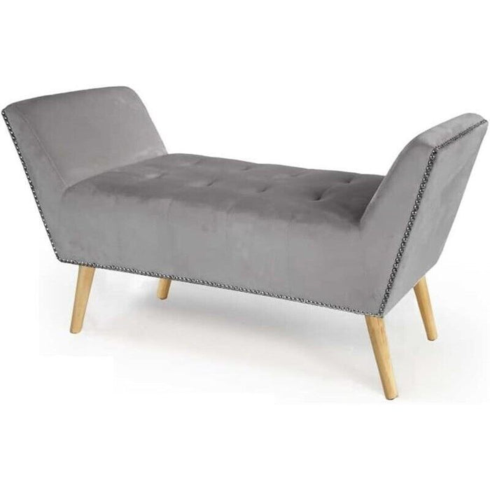 PANCA IN VELLUTO CON GAMBE LEGNO 117 X 40 X 60 CM IN COLORE GRIGIO