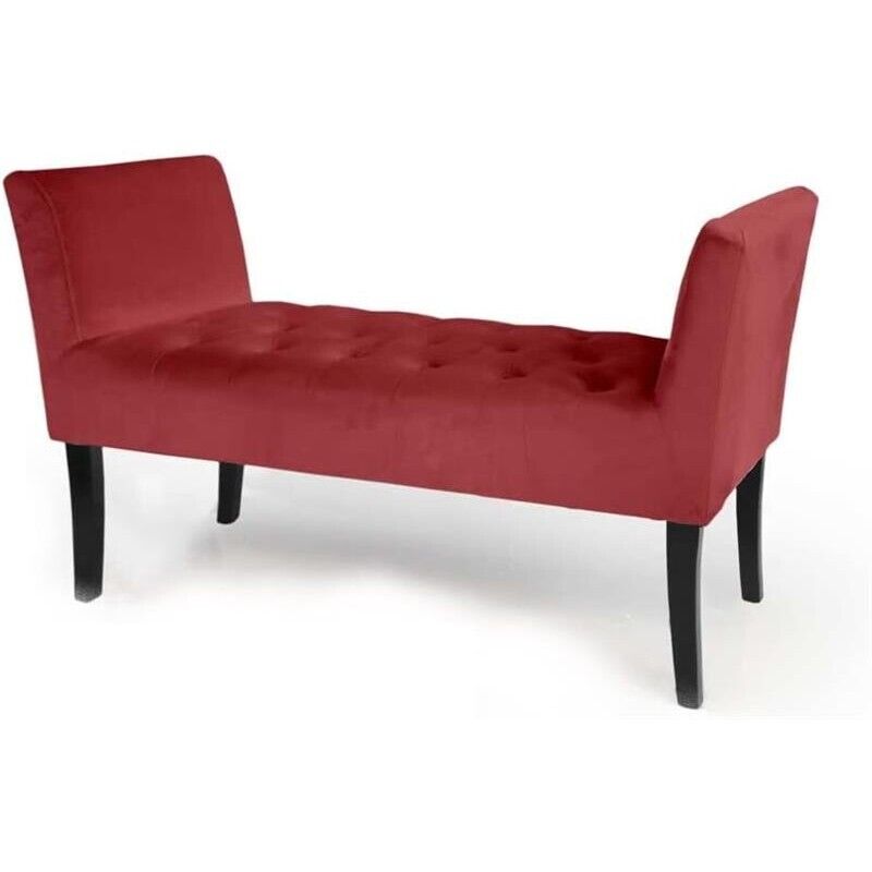 PANCA IN VELLUTO CON GAMBE NERE 110 X 40 X 60 CM IN COLORE BORDEAUX