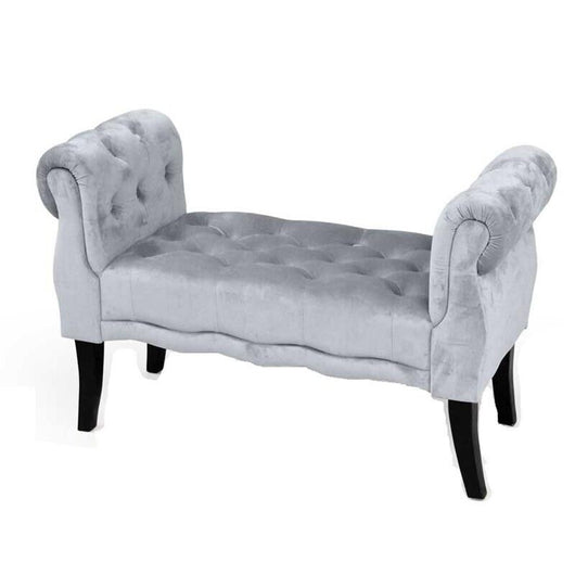 PANCA IN VELLUTO TRAPUNTATO CON GAMBE NERE 100 X 40 X 61 CM IN COLORE CIELO