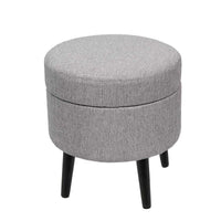POUF CONTENITORE TONDO IN TESSUTO CON GAMBE LEGNO  37 X 39 CM COLORE GRIGIO