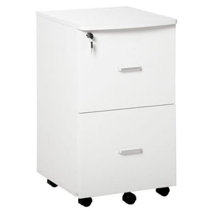 ARMADIETTO DA UFFICIO CON 2 CASSETTI E 5 RUOTE 43 X 45 X 72 CM DI COLORE BIANCO