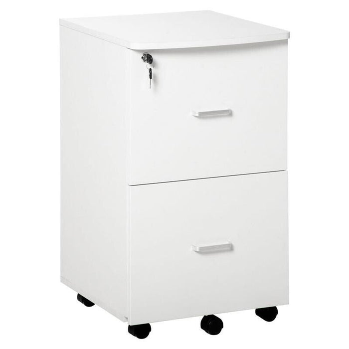 ARMADIETTO DA UFFICIO CON 2 CASSETTI E 5 RUOTE 43 X 45 X 72 CM DI COLORE BIANCO