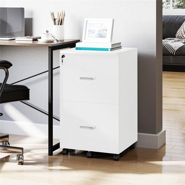 ARMADIETTO DA UFFICIO CON 2 CASSETTI E 5 RUOTE 43 X 45 X 72 CM DI COLORE BIANCO