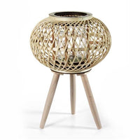 LIVING LANTERNA PORTA CANDELA TONDA LEGNO NATURALE