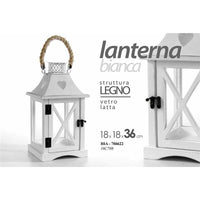 LANTERNA CON STRUTTURA IN LEGNO 17.5 X 17.5 X 36 CM COLORE BIANCO