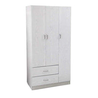 ERMES ARMADIO IN LEGNO CON 3 ANTE E CASSETTI 120 X 52 X 190 CM COLORE BIANCO