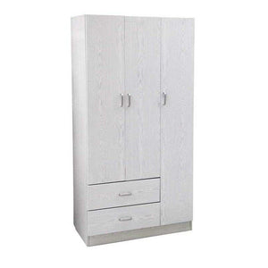 ERMES ARMADIO IN LEGNO CON 3 ANTE E CASSETTI 120 X 52 X 190 CM COLORE BIANCO