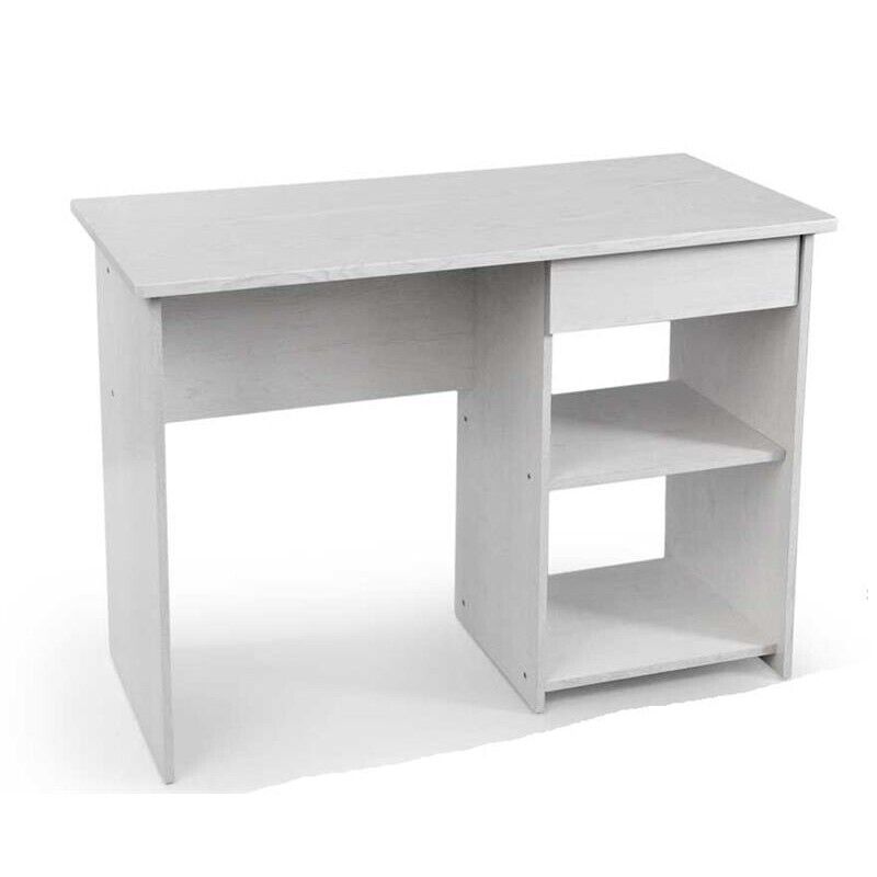 QUARZO SCRIVANIA PER UFFICIO IN LEGNO CON 2 VANI 108X48X75 CM BIANCO