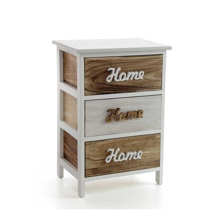 HOME MOBILE CON 3 CASSETTI 40 X 29 X 58 CM COLORE BIANCO E LEGNO NATURALE