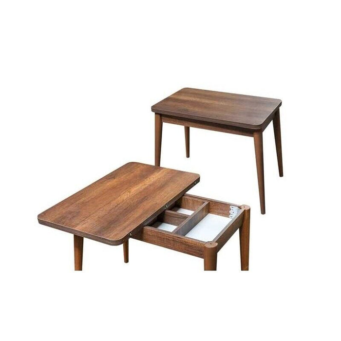 TAVOLO ALLUNGABILE CON FINITURA EFFETTO LEGNO NOCE 120 X 100 X 75 CM